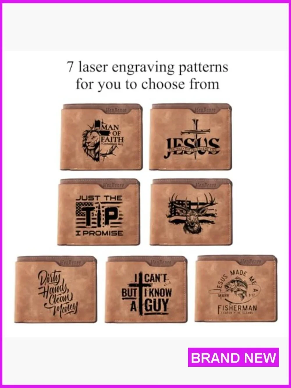 Slim PU Leather Wallet Multiple Card Slots ID Window Engraving Patterns